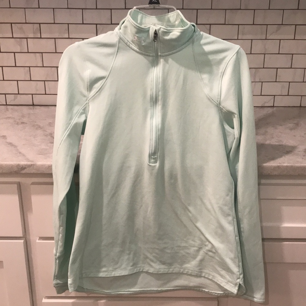 Under Armour Pullover Top Womens Medium Mint Green Half Zip Running Athletic - Picture 1 of 10